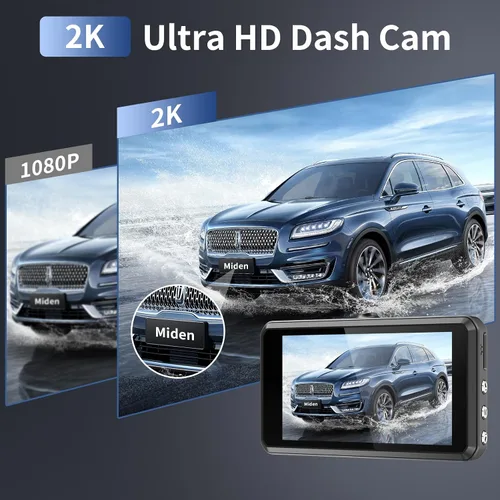 Miniatura 7 de Cámara de tablero dual 2K para automóviles, tarjeta SD 64G gratis, cámara de tablero FHD 2K+1080P frontal y trasera, pantalla IPS de 3.2'', cámara