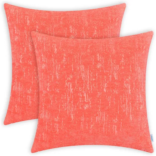 Miniatura 15 de CaliTime Juego de 2 fundas de cojín de felpilla súper suaves teñidas de mármol jacquard para sofá, decoración de casa rural, 18 x 18 pulgadas