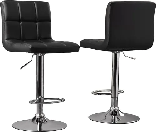 Miniatura 2 de Juego de 2, taburetes de bar de cuero moderno hidráulico giratorio silla de comedor taburetes de bar (negro)