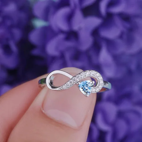 Miniatura 48 de Anillo Jo Wisdomo de compromiso. de plata esterlina, con corazón e infinito, anillo de amistad, para ella