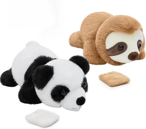 Tezituor Juego de 2 juguetes magnéticos portátiles de peluche, imanes de hombro de 7 pulgadas, panda y perezoso, juego interactivo, regalo para