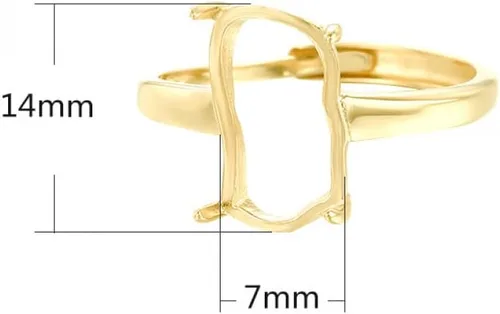 Miniatura 2 de Base de anillo ajustable de plata de ley 925 para anillo de piedra irregular de 0.276 x 0.551 in, ajuste en blanco, fabricación de joyas, regalo