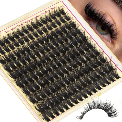 Extensiones de pestañas Wispy con puntas, racimos de manga, 160D, pestañas gruesas de 10-18MM, racimos esponjosos de pestañas postizas de FANXITON