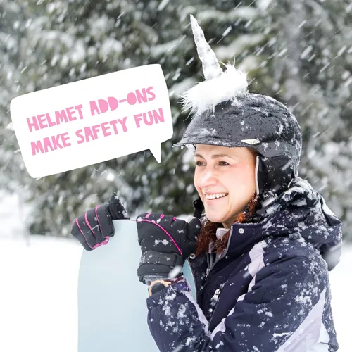 Miniatura 5 de Funda para casco de cuerno de unicornio – Decoración de felpa adhesiva para niños y adultos Se adapta a cualquier casco de esquí, snowboard