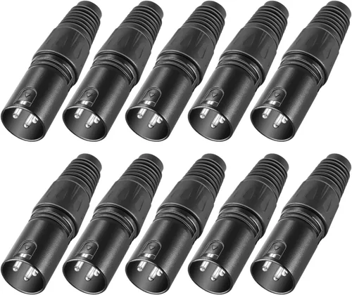 Miniatura 4 de Neewer Micro Snake 3 Pin XLR Cargador Conector 20pcs Audio Jack Micrófono Conector con Cable Cargador 10 Macho y 10 Conectores Hembra Aleación
