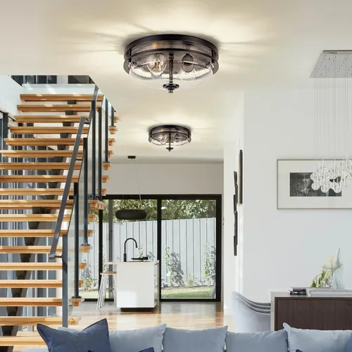 Miniatura 2 de Edwarmlux Luces de techo de montaje empotrado, 2 luces de granja cerca del techo, lámpara de techo industrial para cocina, pasillo, dormitorio, sala