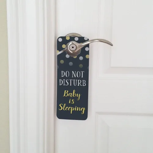 Miniatura 3 de Graphics and More Do Not Disturb Baby is Sleeping - Letrero de plástico amarillo para perilla de puerta