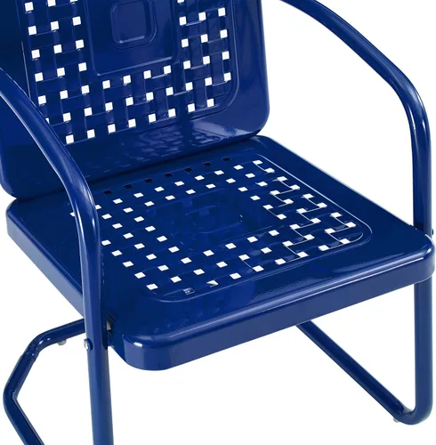 Miniatura 9 de Crosley Furniture Bates - Juego de 3 sillas y mesa auxiliar para exteriores de metal retro, juego de conversación para patio, color azul marino