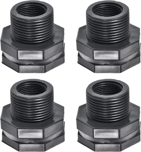 Miniatura 14 de M METERXITY Paquete de 2 accesorios de mamparo de PVC – Conector de tanque de agua de doble rosca, con junta de silicona, para acuarios
