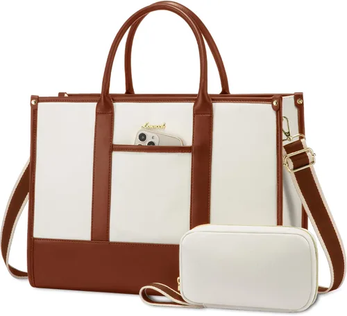 Miniatura 12 de LOVEVOOK Bolso para laptop y bolsa de mano para mujeres, bolso de trabajo de 15.6 pulgadas, gran bolso profesional para maestra, liviano, bolso