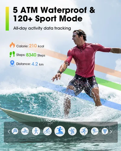 Miniatura 4 de Reloj inteligente para hombres y mujeres Fitness: 1.83 "Fitness Tracker con Blutooth Call 24/7 Frecuencia cardíaca SpO2 Monitor de sueño IP68