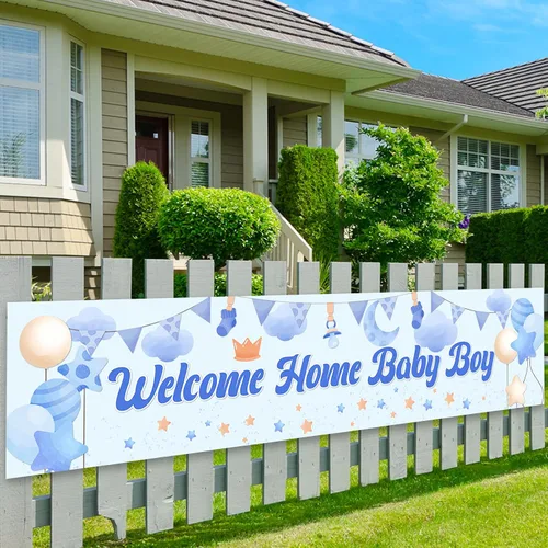 Cartel de bienvenida a casa para bebé, decoración de baby shower, letrero grande de tela para revelación de género, suministros de decoración de