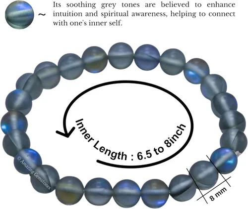 Miniatura 255 de Amazing Gemstone Pulsera de cristal para mujeres y hombres, pulsera de cristal curativo de protección, pulsera elástica con cuentas de piedras