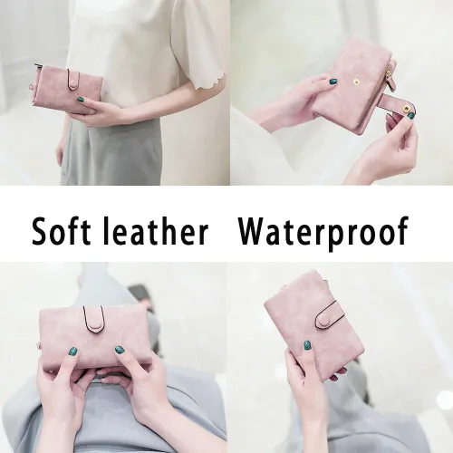 Miniatura 4 de Carteras para mujer, plegables, pequeñas, de piel suave, Rfid, billeteras triples para mujer, billeteras para mujer, mini cartera de mano