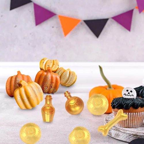 Miniatura 9 de Molde de silicona con forma de calavera de Halloween, murciélago, bruja, fantasma, bandeja de molde de calabaza, cabeza de calavera, gato
