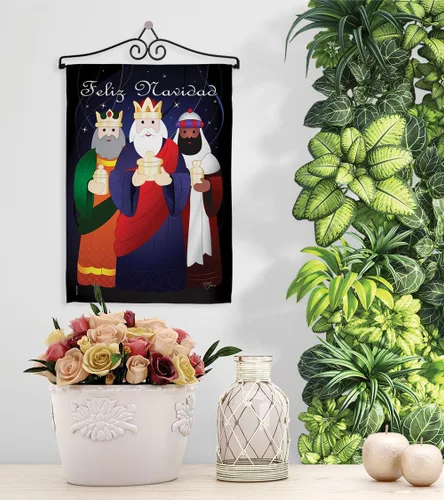 Miniatura 6 de Bandera de jardín de Feliz Navidad, decoración de pared para tres reyes, tapiz religioso para la temporada de la santa familia, letrero de puerta