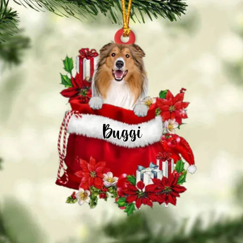 Miniatura 190 de Perro Akita Inu personalizado en bolsa de regalo, adorno de Navidad, nombre personalizado, regalo para amantes de los perros, familia, Navidad