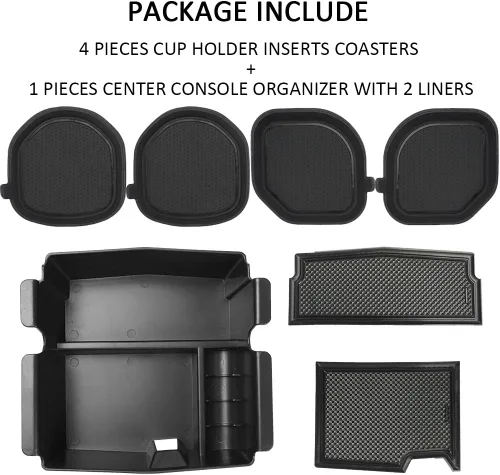 Miniatura 7 de Auovo - Insertos para portavasos de auto, tapetes para vasos, organizador de bandeja para consola central, apto para Wrangler 2018-2023, JL, JLU