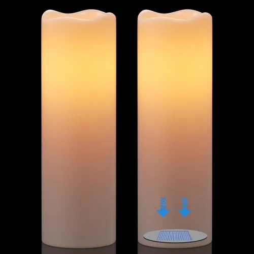 Miniatura 10 de GenSwin Velas LED parpadeantes sin llama de 4 x 6.5 pulgadas, funcionan con pilas con temporizador de 6 horas, velas votivas de cera real cálida