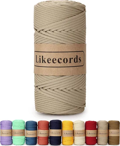 Miniatura 36 de Likeecords Cordón de macramé trenzado de poliéster de 0.157 in, 140 yardas/426 pies, hilo elástico para bolsa de ganchillo para manualidades, Verde