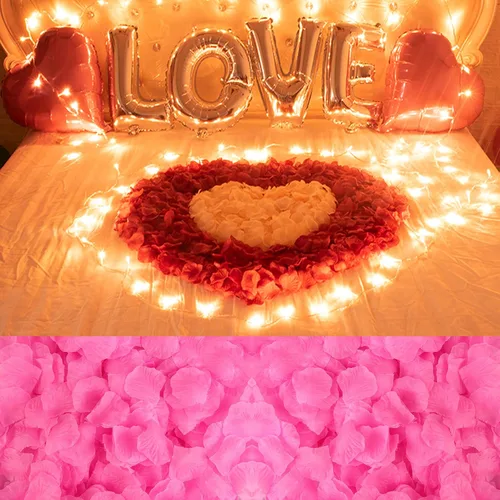 1000 pétalos de rosa falsos para noche romántica, creación de ambiente festivo romántico, para propuesta de matrimonio, boda, día de San Valentín,