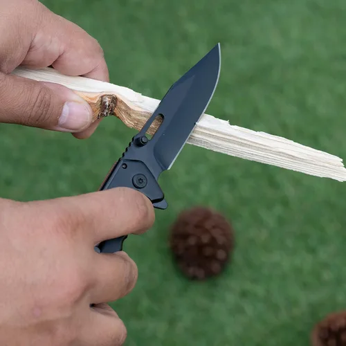 Miniatura 7 de Regalos para hombres, cuchillo de bolsillo de madera de nogal grabado personalizado - 36 iconos, 13 fuentes elegantes - Cuchillos personalizados