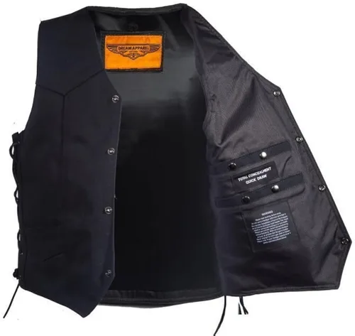Miniatura 4 de Chaleco de lona de encaje lateral liso para motocicleta con 2 bolsillos para pistola