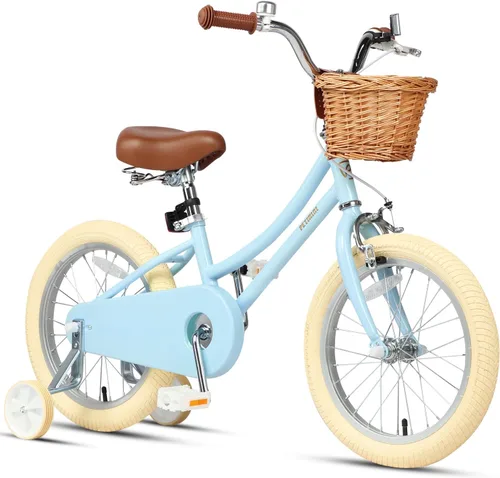 Miniatura 17 de Petimini Vintage Kids Bike for Girls, 12–20 Inch Classic Bicycle with Wicker Basket & Bell, High Tensile Steel Frame, Training Wheels (12–18”), 85%