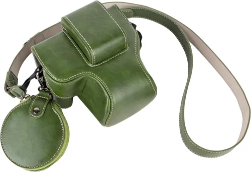 Miniatura 8 de MUZIRI KINOKOO Funda Protectora para Cámara Canon EOS R50/R100 y Lente 18-45mm, de Cuero PU EOSR50 R100 Incluyendo Media Funda, Tapa Abatible, Verde