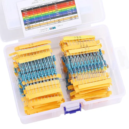 Kit de resistencias de 130 valores 1300 piezas de resistencias de película metálica 1/2 W 1% de resistencia de película metálica 1 Ohm-3M Ohm Kit