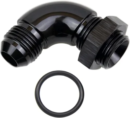 Miniatura 6 de 45 grados 4AN macho Flare a 4AN ORB puerto adaptador de flujo completo aluminio negro