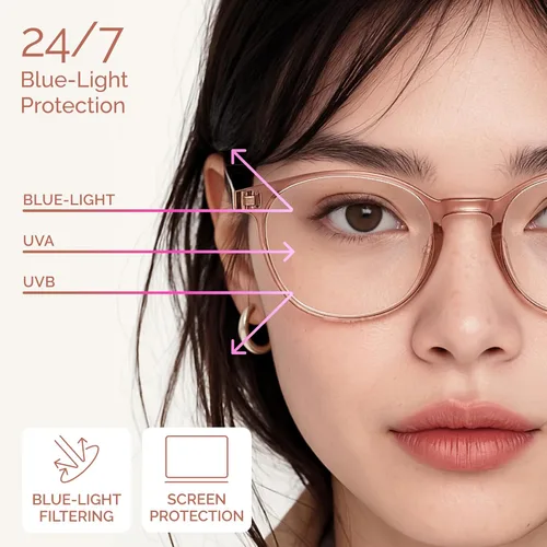 Miniatura 3 de Miyya - Lentes con bloqueo de luz azul para mujeres, lentes modernos redondos transparentes anti luz azul, antifatiga ocular y antirreflejante UV