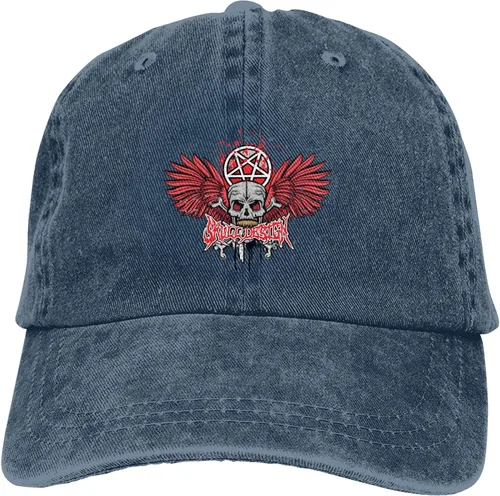 Miniatura 9 de Cowboy Hat Trendy Hats for Man and Women Djustable Four Season Outdoor Baseball Cap of Hell Skull with Angel Navy Blue