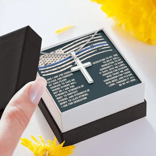 Miniatura 7 de Collar de cruz de oración de oficial de policía grabado personalizado, regalo de graduación de la academia de policía, joyería religiosa