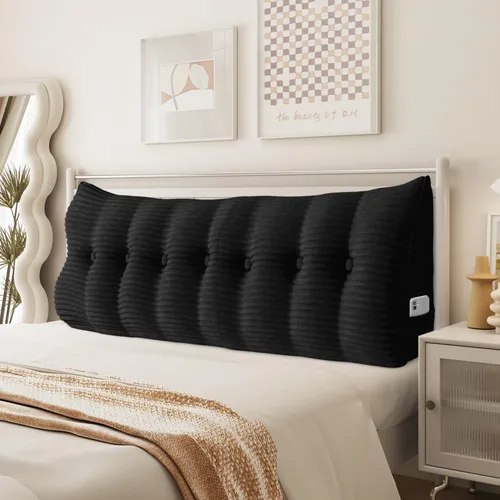 Miniatura 9 de Almohada de cuña triangular para cabecero, cojín de pana para sofá cama, respaldo grande, almohada de lectura, posicionamiento lumbar tapizado