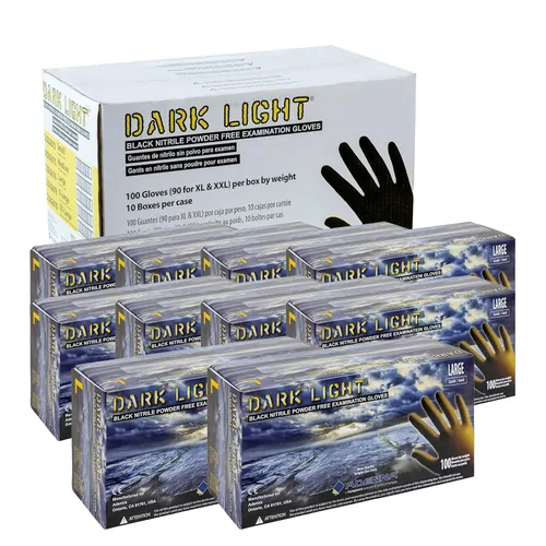 Miniatura 10 de Adenna DLG675 Dark Light - Guantes de examen de nitrilo sin polvo de 9 mil (negro, mediano), caja de 100