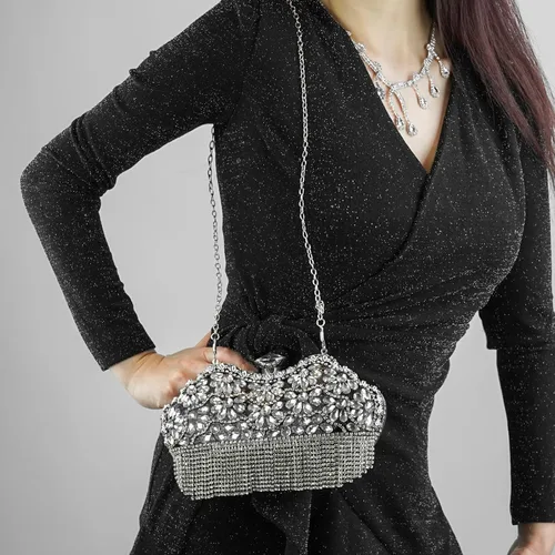 Miniatura 8 de Olixi Lip Shape Clutch Purse for Women Evening Bag Glitter Luxury Purse Fashion Tassel Handbag for Wedding Party Prom