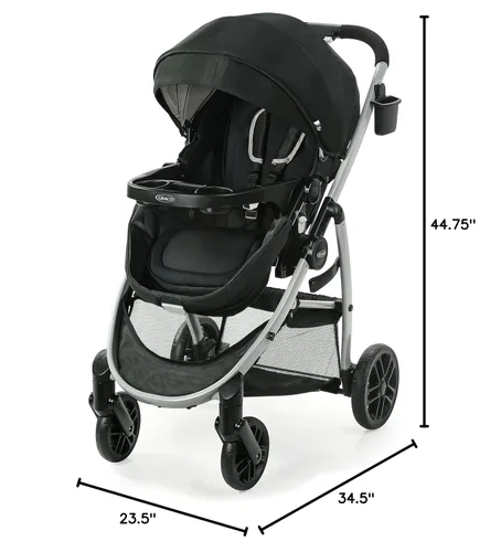 Miniatura 9 de Graco Modes Pramette Cochecito de bebé convertible en moisés auténtico, asiento reversible, almacenamiento extra, bandeja para niño, plegable