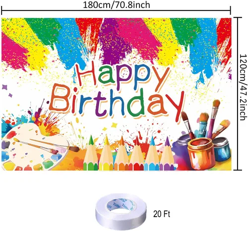 Miniatura 2 de Pintura artística, telón de fondo para fiesta de cumpleaños, pancarta de feliz cumpleaños, graffiti, fondo de fotografía para artistas, suministros