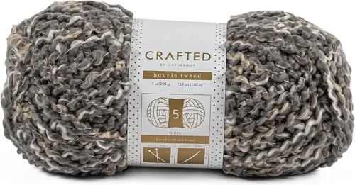 Miniatura 6 de Crafted By Catherine Boucle - Ovillo de tweed – Paquete de 2 (153 yardas cada madeja), gris, calibre 5 voluminoso