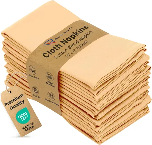 Miniatura 31 de Ruvanti - Juego de 4 servilletas de tela de 45x45 centímetros, lavables, suaves, duraderas, absorbentes, mezcla de algodón. Servilletas de mesa