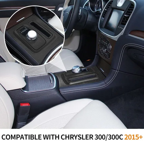 Miniatura 5 de RT-TCZ Para Chrysler 300C Cambio de engranajes Panel Trim Cubierta Compatible con Chrysler 300/300C 2015 Up Fibra de Carbono Interior Accesorios