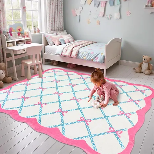 Miniatura 21 de USTIDE Butterflys Alfombra para Niños 5X7/55"x78" Alfombra de Área Lavable a Máquina para Dormitorio de Niñas Alfombra Suave para Sala de Estar Sala
