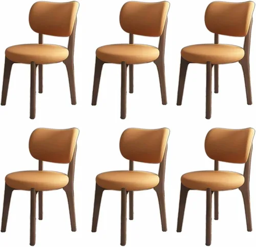 Miniatura 8 de Juego de 2 sillas de comedor tapizadas de cuero suave, sillas de comedor de madera maciza, con asiento acolchado y patas de madera para cocina, sala