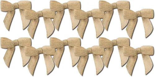 Lazos de arpillera de yute beige preatados, 3 pulgadas de ancho, juego de 12, Pascua, primavera, cinta de manualidades con cable, día de San