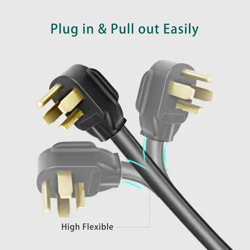 Miniatura 7 de Cable adaptador de cargador NEMA 14-30P a 14-50R EV, 30 amperios a 50 amperios, 4 clavijas para secadora a enchufe EV, cable de calibre 10 Negro