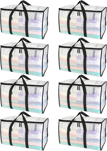 Miniatura 32 de BALEINE Paquete de 2 bolsas de mudanza de gran tamaño con asas reforzadas, bolsa de almacenamiento resistente para ropa, suministros de mudanza