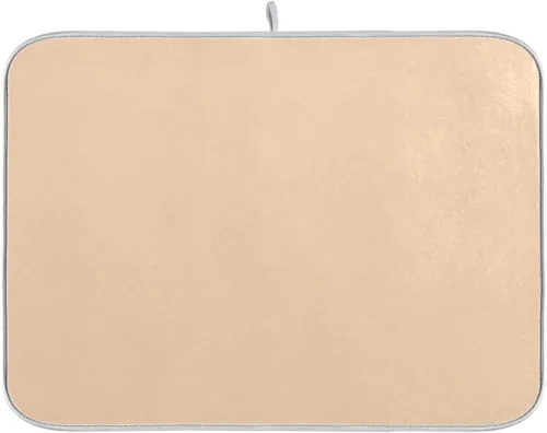 Tapete de secado de platos pequeño color durazno XL para platos, accesorios de cocina, mostrador de microfibra, escurridor de platos, resistente al