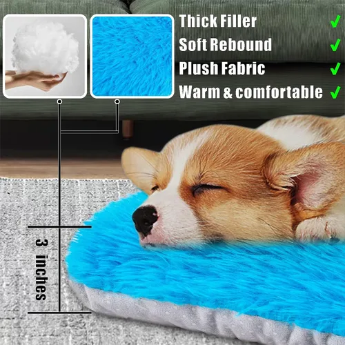 Miniatura 3 de Cama lavable a máquina, almohadilla de felpa de lujo para perros y gatos, tapete inferior antideslizante para perrera, camas peludas para razas