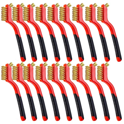Juego de cepillos de alambre para raspar, agarre suave para frotar óxido, suciedad y pintura con limpieza profunda (18, 18 unidades, alambre de